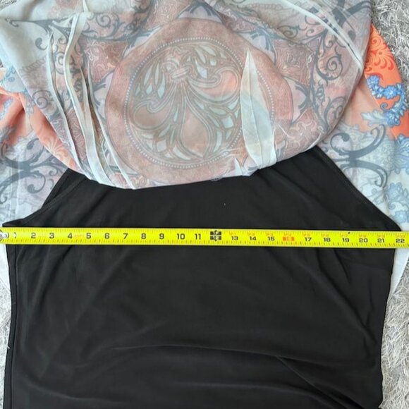 Cocomo Women's Boho Print Overlay Poncho Top With Inner Black Tank  XL - Picture 5 of 6